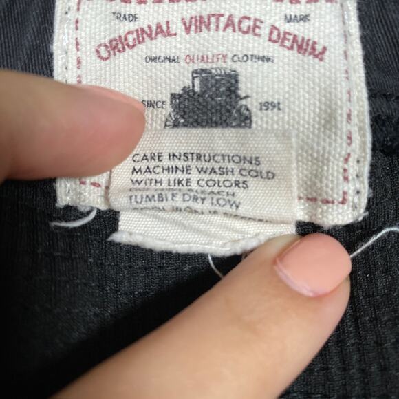 Vintage Original Denim Smoke Rise Mens Jeans Black Pull On Skinny Cotton Large - Picture 6 of 14